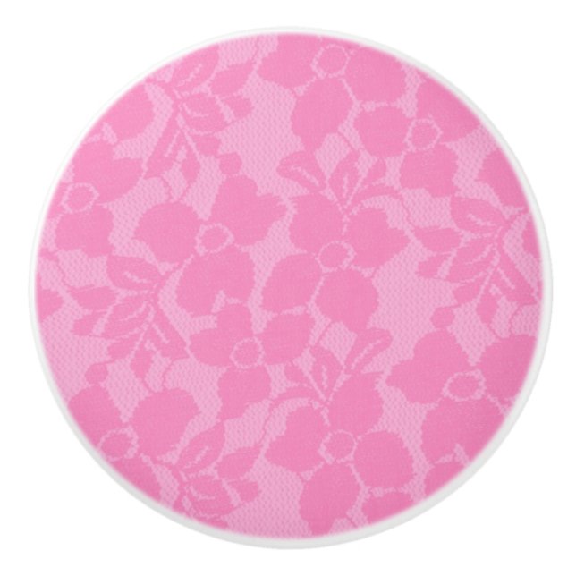 Pink Lace Lacy Floral Lingerie Drawer Dresser Ceramic Knob (Front)