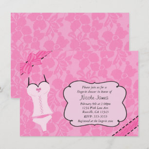 Pink Lace Lingerie Bridal Shower Bachelorette Invitation