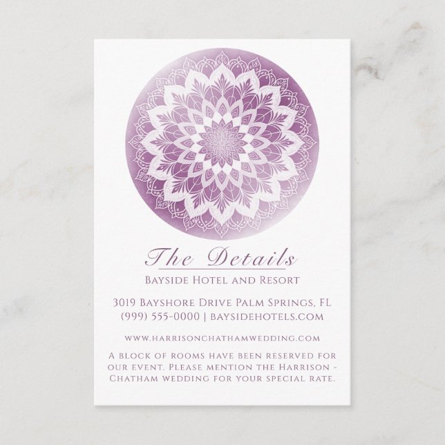 Pink Lace Mandala Wedding Enclosure Card (Front)