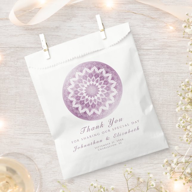 Pink Lace Mandala Wedding Favour Bags (Clipped)