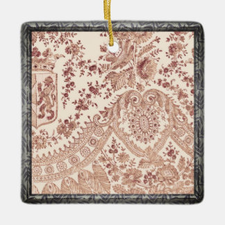 Pink Lace Roses Ceramic Ornament