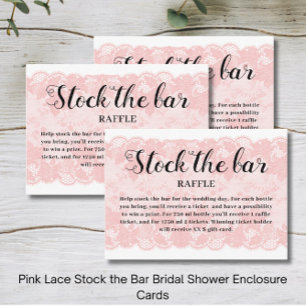 Pink Lace Stock the bar Bridal Shower  Enclosure Card