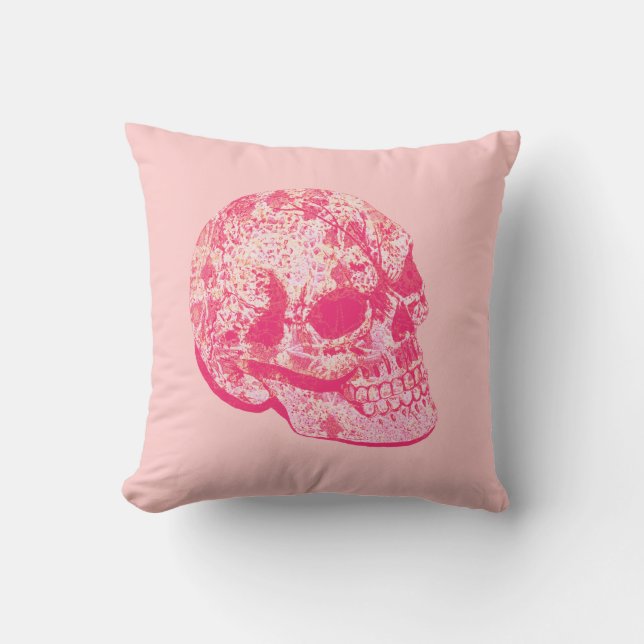 pink lace sugar skull pillow (Front)
