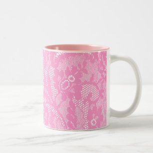 Pink Lace Two-Tone Coffee Mug