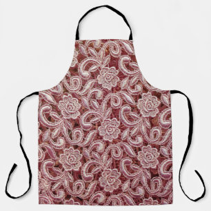 Pink lace, vintage roses pattern. apron