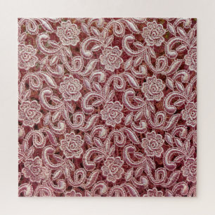 Pink lace, vintage roses pattern. jigsaw puzzle