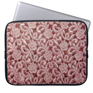 Pink lace, vintage roses pattern. laptop sleeve