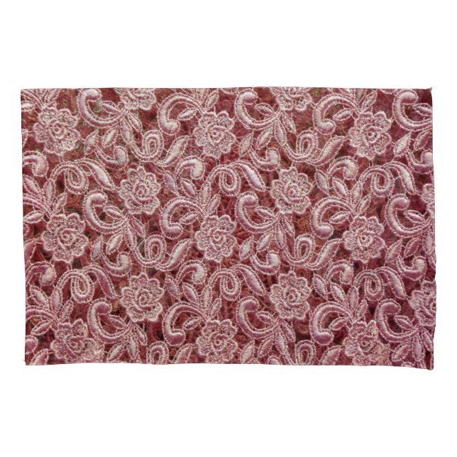 Pink lace, vintage roses pattern. pillowcase (Front)