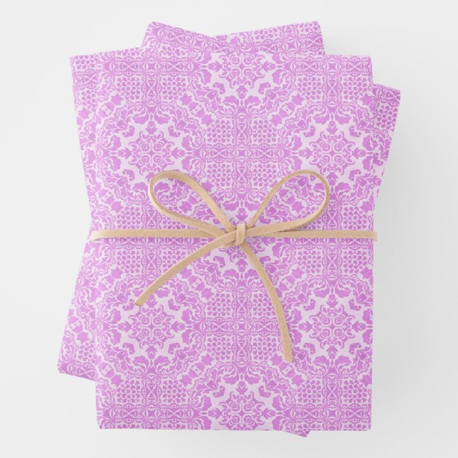 Pink Lace Wrapping Paper Sheet (In situ)