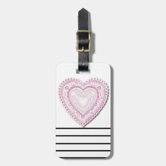 Pink Laced Heart Luggage Tag