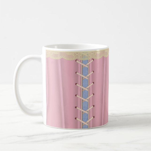 Pink Laced Up Corset Feminine Coffee Mug (Left)