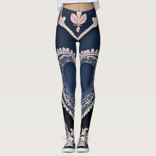 Pink Lacing Pearls AI art Leggings