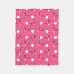 Pink lacrosse pattern fleece blanket