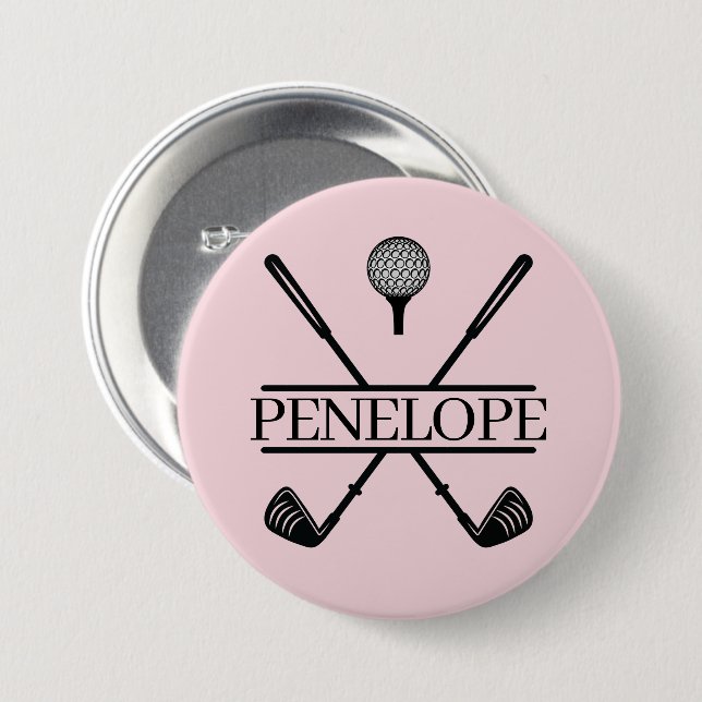 Pink Ladies Golf Name 7.5 Cm Round Badge (Front & Back)