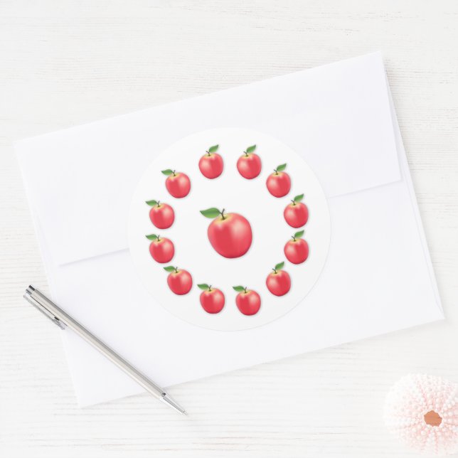 Pink Lady Apple Classic Round Sticker (Envelope)