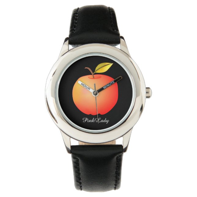 Pink Lady Apple Fruit Romantic Girly Simple Chic Watch (Front)