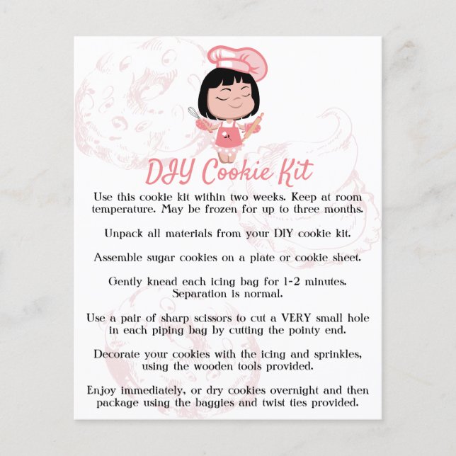 Pink Lady Bakery diy cookie kit instructions (Front)