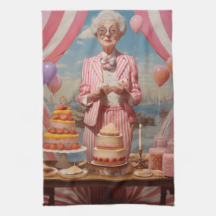 Pink Lady Birthday Party Tea Towel