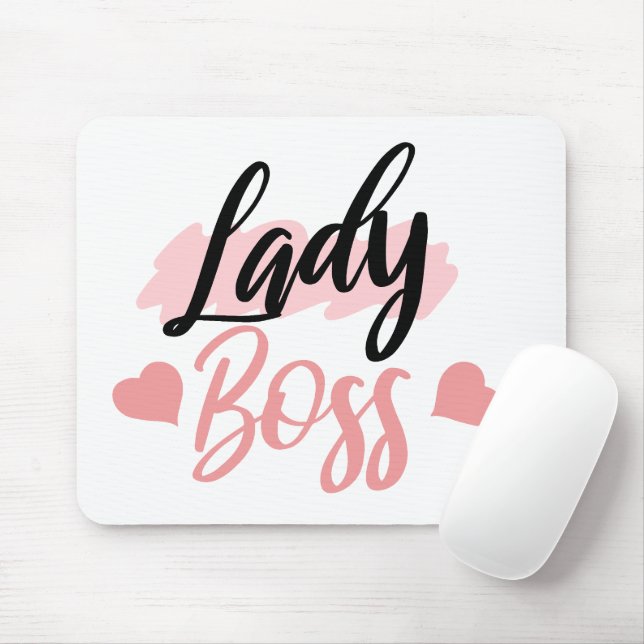Pink lady boss wording  mouse mat (With Mouse)