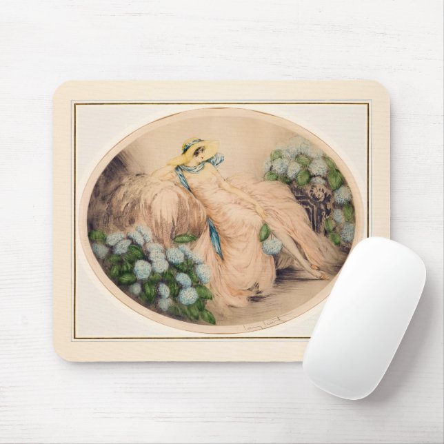 Pink Lady by Louis Icart Mouse Mat (With Mouse)