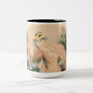Pink Lady by Louis Icart Two-Tone Coffee Mug