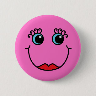 Pink Lady Face 6 Cm Round Badge