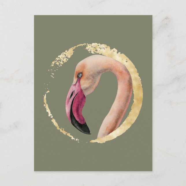 Pink Lady | Flamingo Bird Watercolor Illustration Postcard (Front)