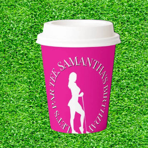Pink Lady Golfer Birthday in Style Paper Cups