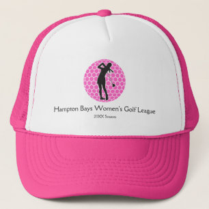 Pink Lady Golfer Silhouette Golf Hat