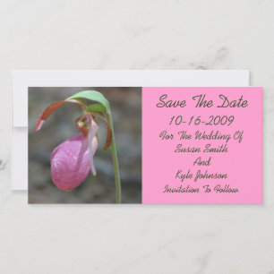Pink Lady Slipper Floral Wedding Save The Date