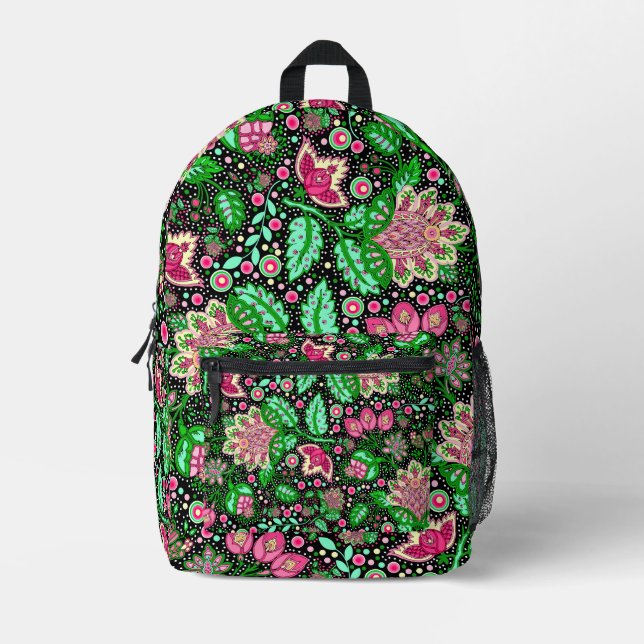 Pink Lady Slipper Flower NH State Wildflower Printed Backpack (Front)