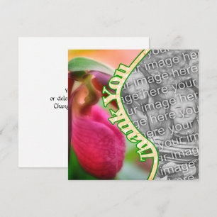 Pink Lady Slipper Flower Thank You Photo Card