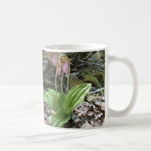 Pink lady slipper orchid coffee mug (Right)