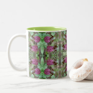 Pink Lady Slipper Orchid Flower Pair Personalised Two-Tone Coffee Mug