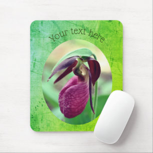 Pink Lady Slipper Orchid Flower Personalised  Mouse Mat