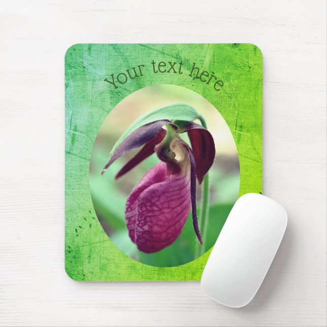 Pink Lady Slipper Orchid Flower Personalised  Mouse Mat (With Mouse)