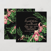 Pink Lady Slipper Orchid on Black Virtual Wedding