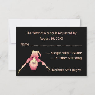 Pink Lady Slipper Orchid RSVP Cards