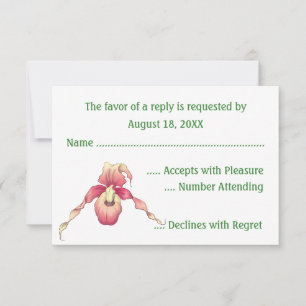 Pink Lady Slipper Orchid RSVP Cards