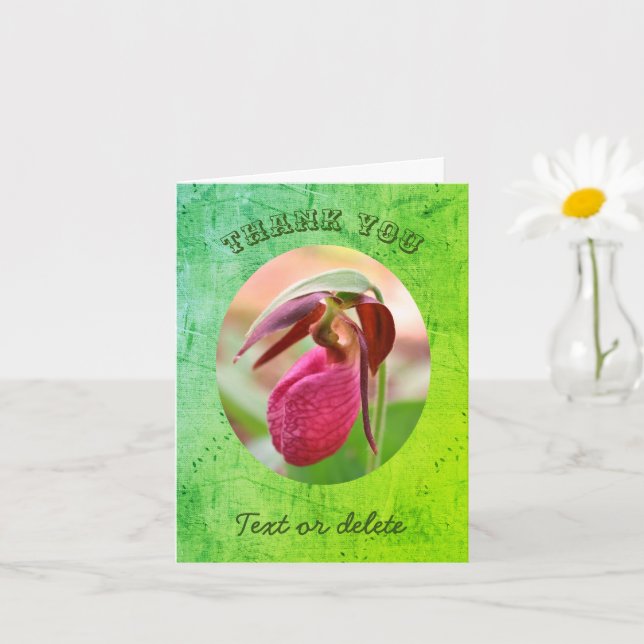 Pink Lady Slipper Personalised Thank You Card (Small Plant)