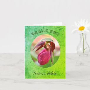 Pink Lady Slipper Personalised Thank You Card
