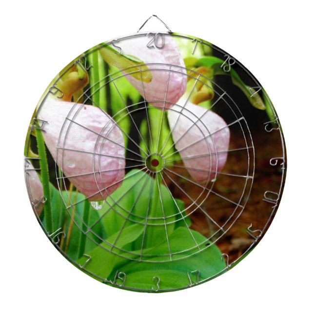 Pink Lady Slipper wild Orchid Dartboard (Front)