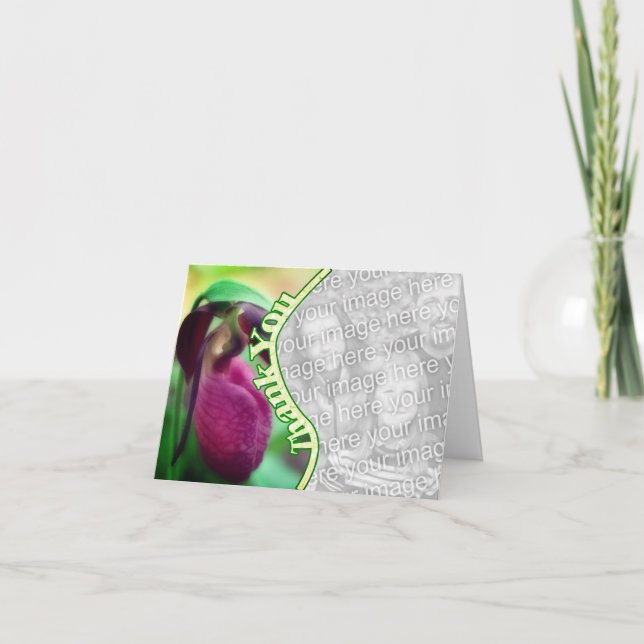 Pink Lady Slipper Your Photo Thank You Card (Front)