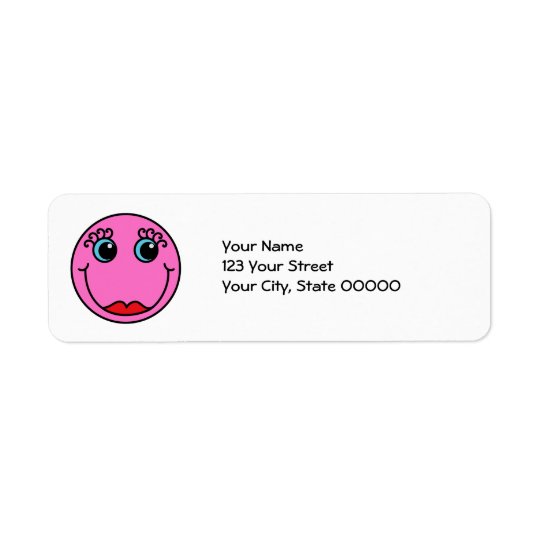 Pink Lady Smiley Face Return Address Label