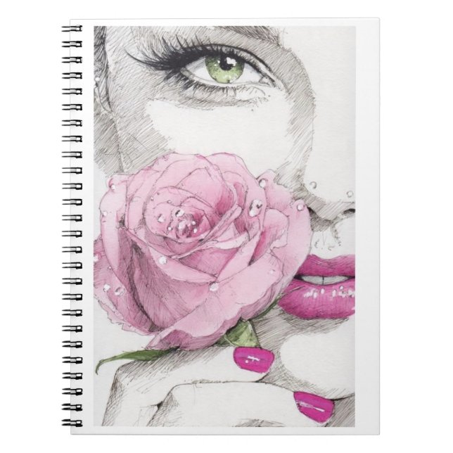 Pink lady with pink rose notebook (Front)