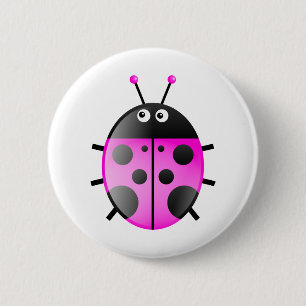 Pink Ladybug 6 Cm Round Badge