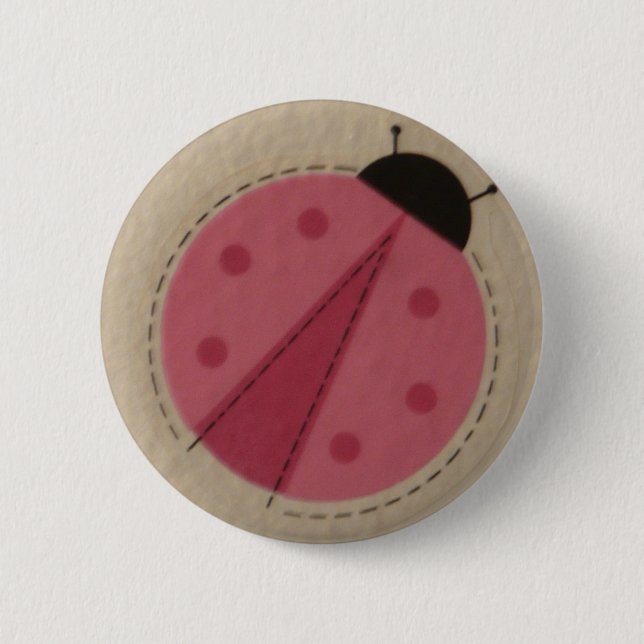 pink ladybug 6 cm round badge (Front)