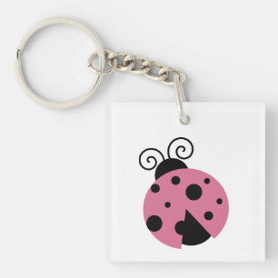 Pink Ladybug Acrylic Keychain
