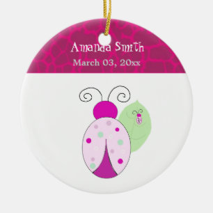 Pink Ladybug Baby First Christmas Ceramic Tree Decoration