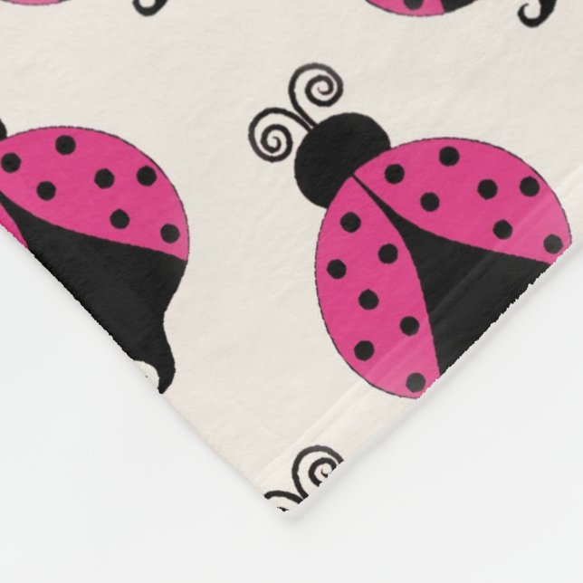 Pink Ladybug baby girl fleece blanket (Corner)